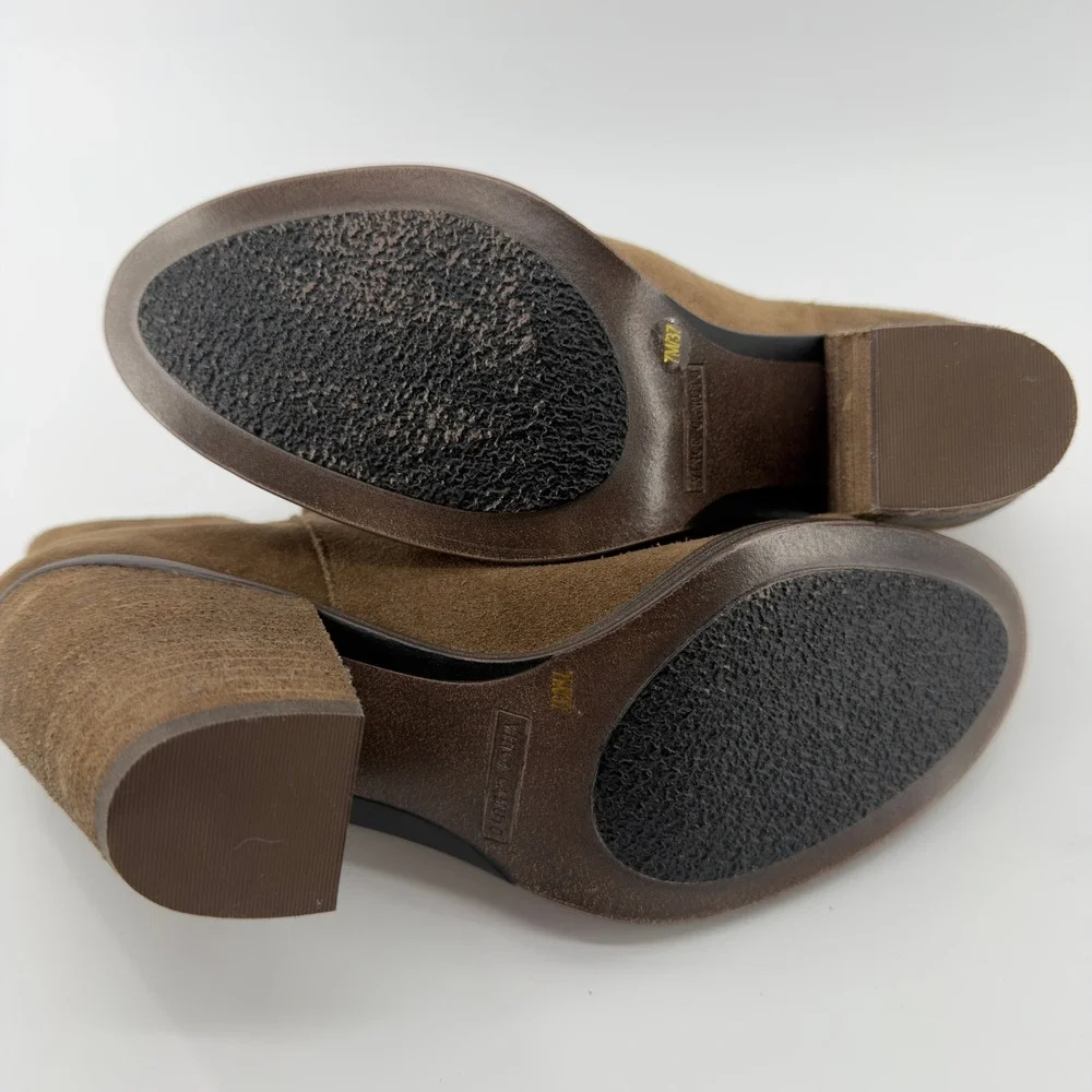 Vince Camuto Brown Suede Split‎ Shaft Block Heel Ankle Boots 7M